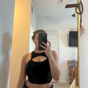Urban outfitters black crop cut out top